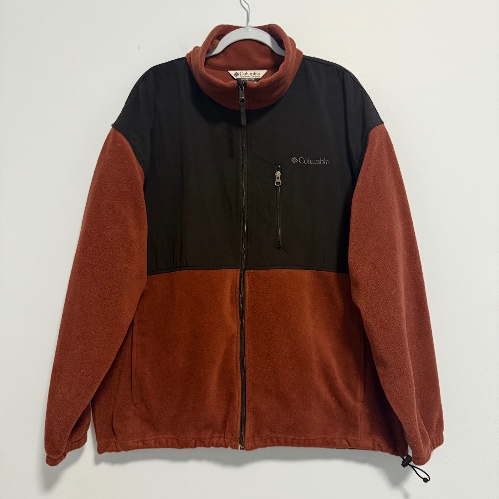 Columbia Mens Sweatshirt Fleece Jacket Full Zip Size XXL 2XL burgundy black
